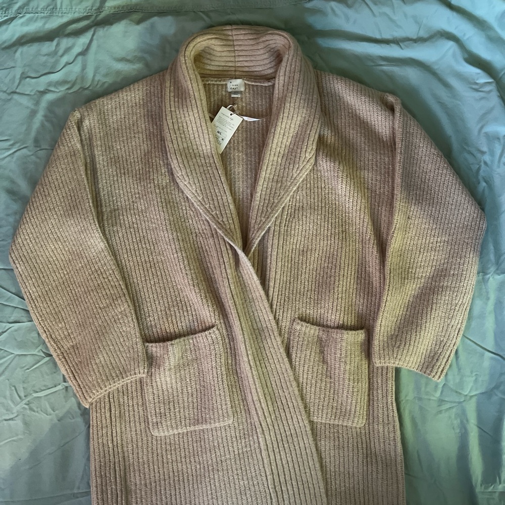knee length tan cardigan